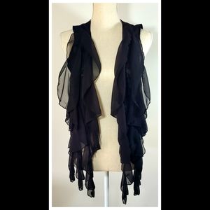 Adiva Black Tiered Boho Vest